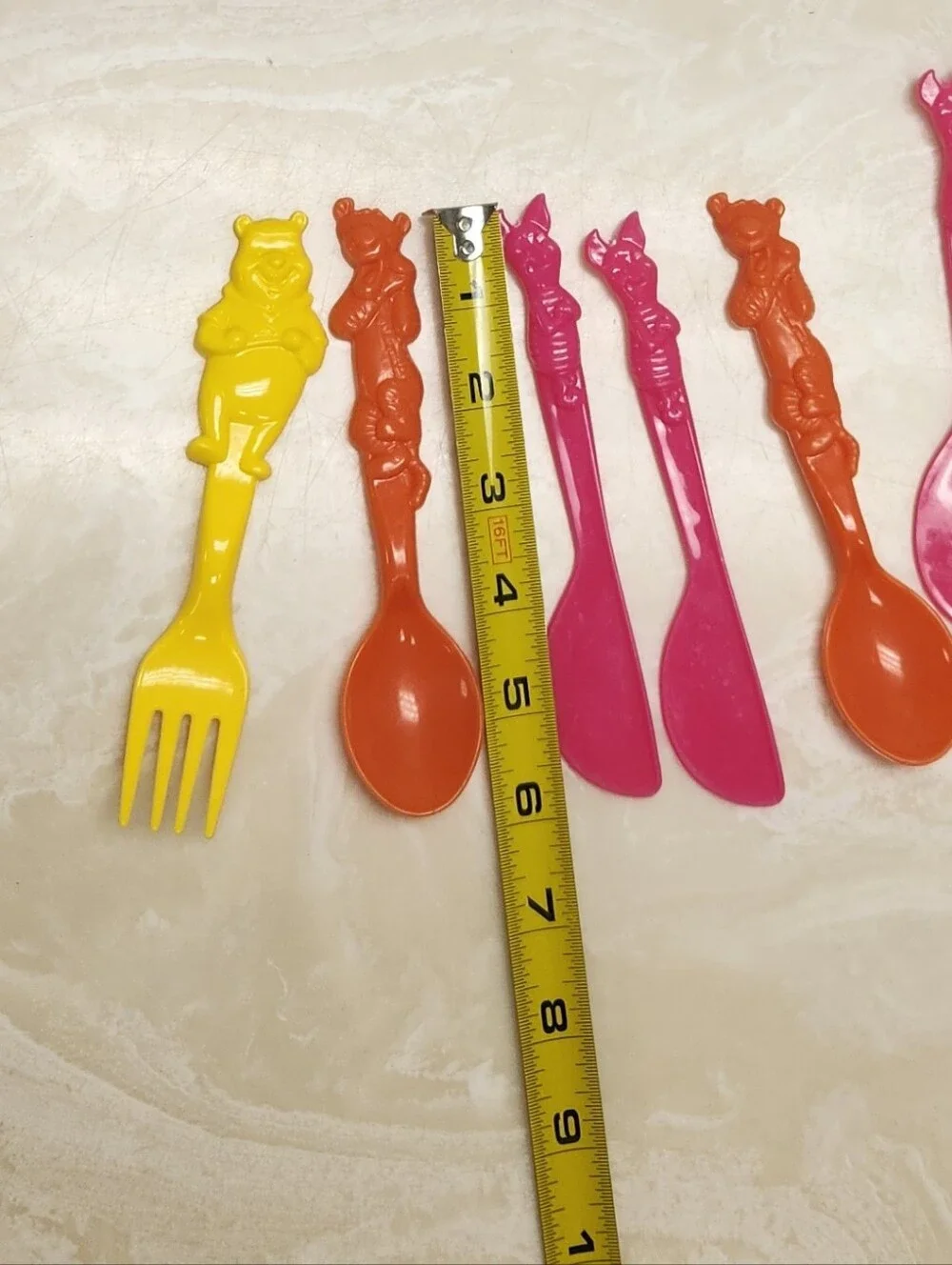Vintage‎ Winnie the Pooh Plastic Toddler Cutlery Silverware 13 Pieces